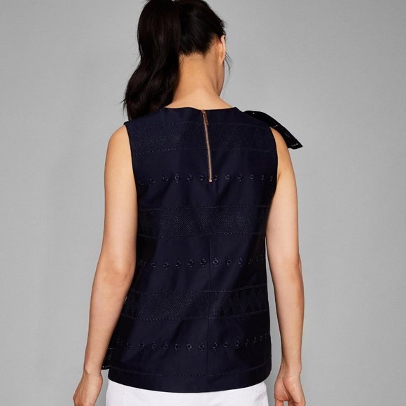 Ted Baker London Ruffle Embroidered Sleeveless Woven Top (NWT) - Picture 5 of 7